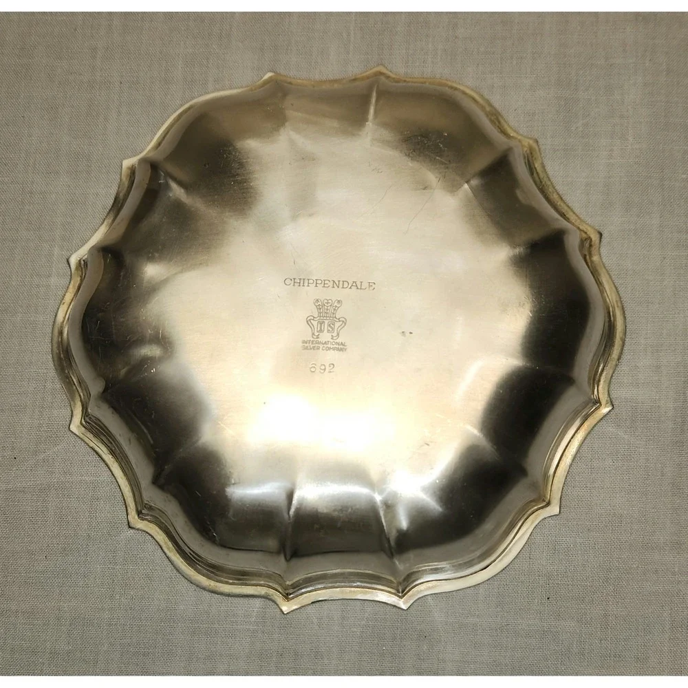 Chippendale International Silver Company Silverplate Nut Candy Dish Bowl 5.75